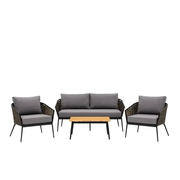 4-Piece Lounge Set with Coffee Table - Natural