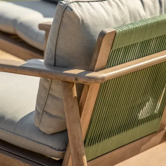 4-Piece Lounge Set with Rope Backs - Grey, Acacia