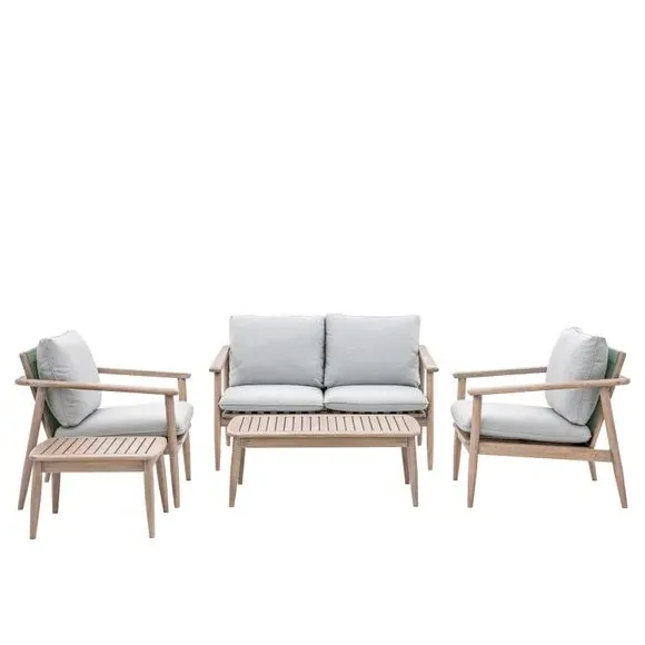 4-Piece Lounge Set with Rope Backs - Grey, Acacia