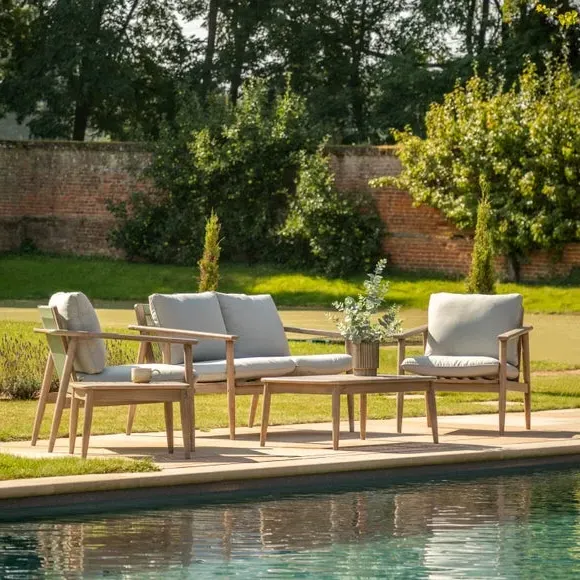 4-Piece Lounge Set with Rope Backs - Grey, Acacia image