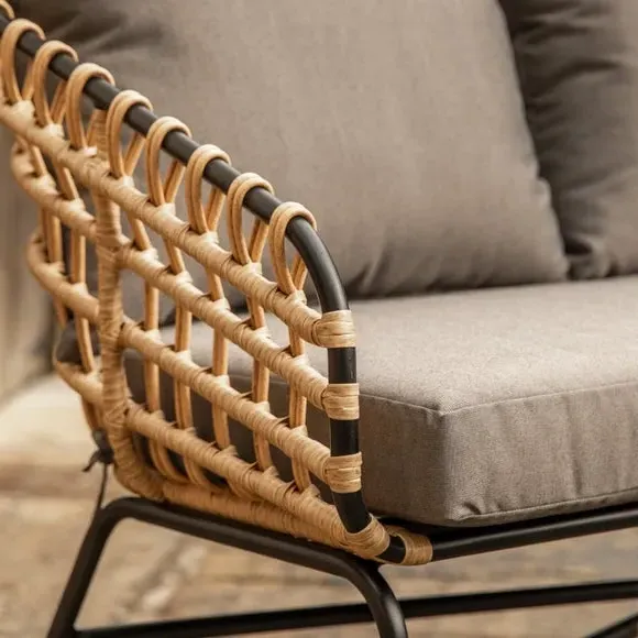 4-Piece Lounge Set with Table - Grey, Acacia