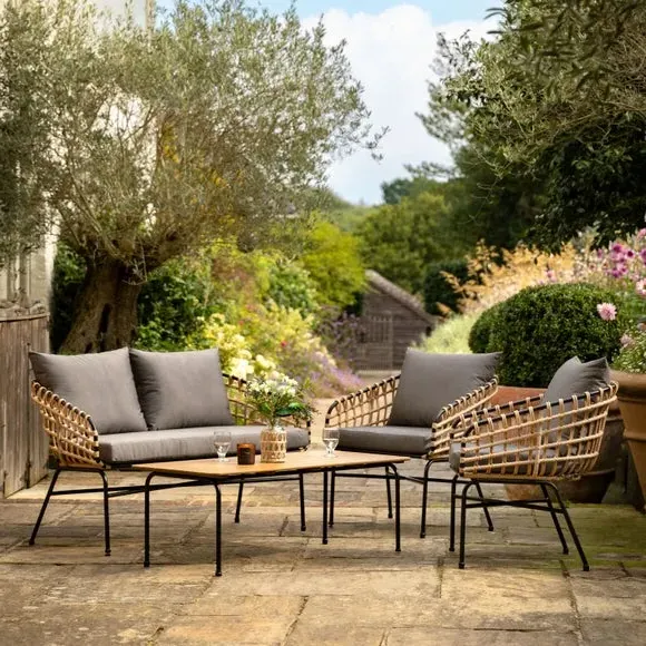 4-Piece Lounge Set with Table - Grey, Acacia image