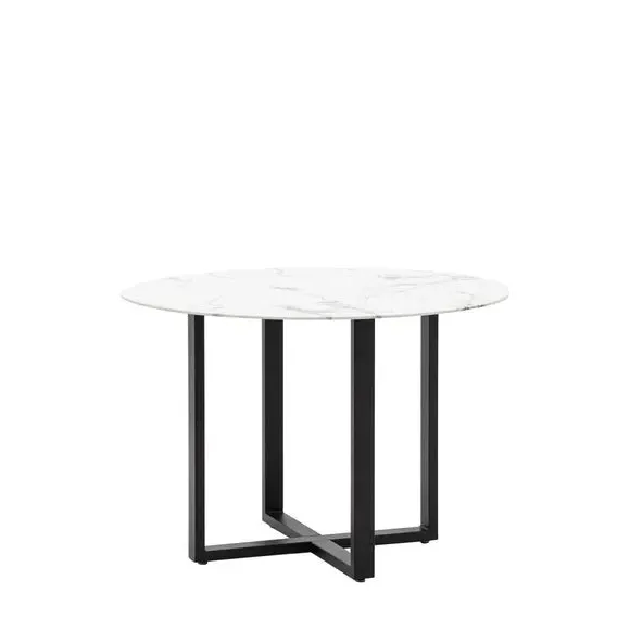 4-Seater Dining Table - White Marble, Glass