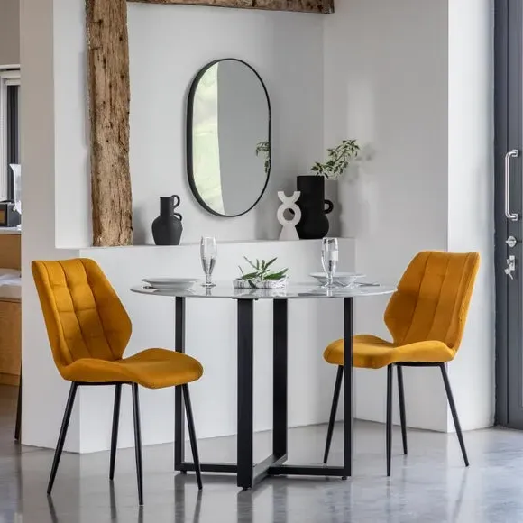4-Seater Dining Table - White Marble, Glass image