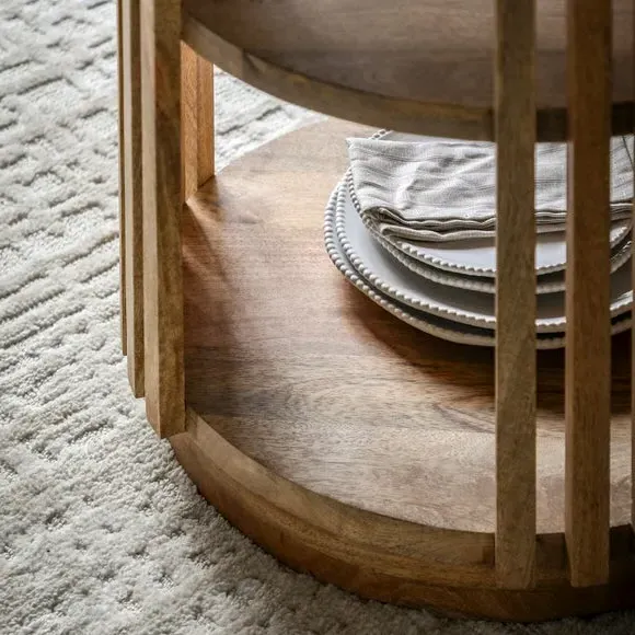 4-Seater Dining Table with Storage - Light Wood