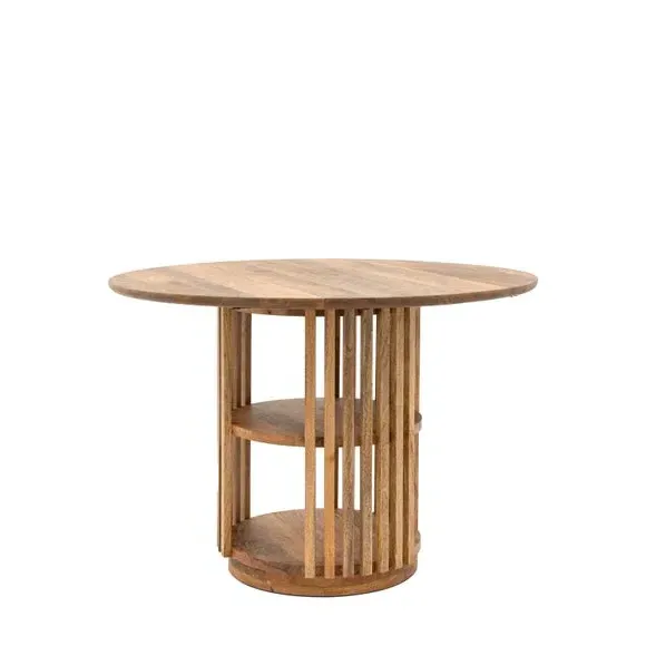 4-Seater Dining Table with Storage - Light Wood