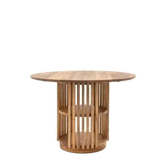 4-Seater Dining Table with Storage - Light Wood