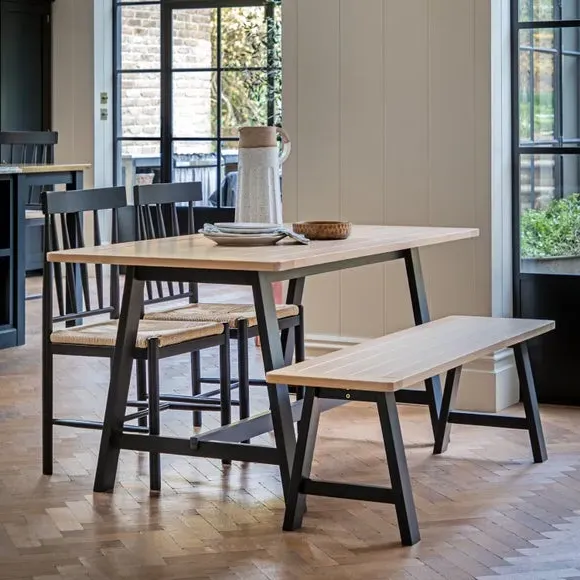 4-Seater Rectangular Dining Table - Charcoal, Oak image