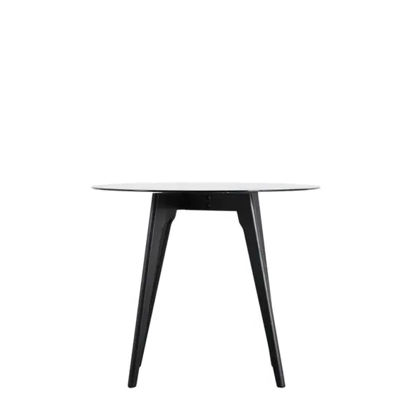 4-Seater Round Dining Table - Black, Glass