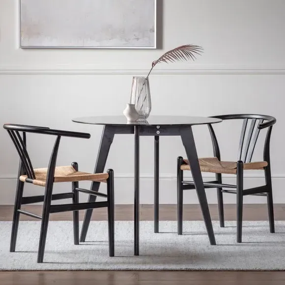 4-Seater Round Dining Table - Black, Glass image