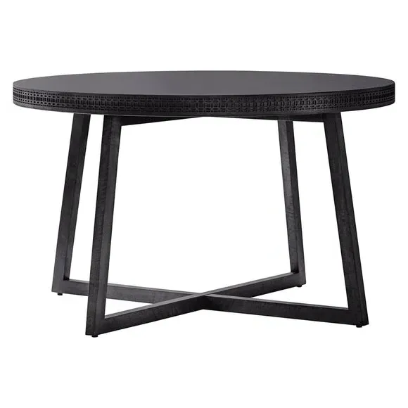 4-Seater Round Dining Table - Black, Mango Wood