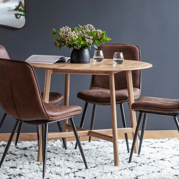 4-Seater Round Dining Table - Light Wood, Oak image