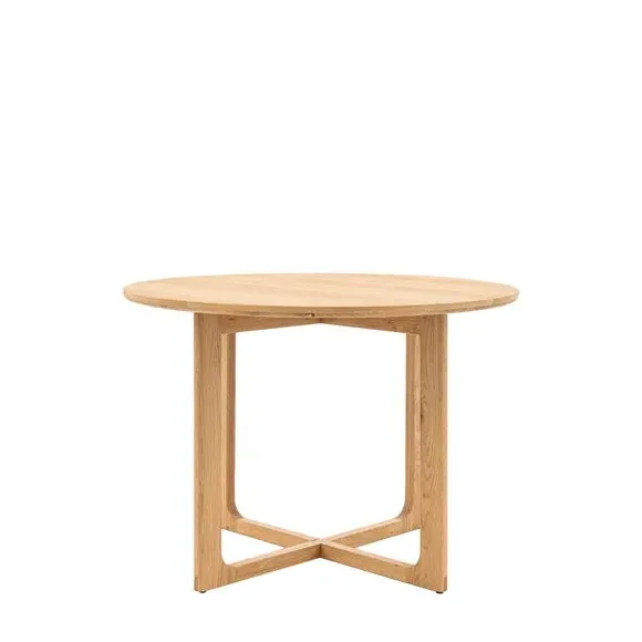 4-Seater Round Dining Table - Light Wood, Oak