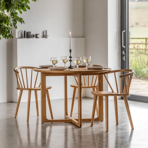 4-Seater Round Dining Table - Light Wood, Oak image