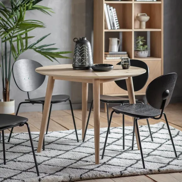 4-Seater Round Dining Table - Oak, Solid Wood image