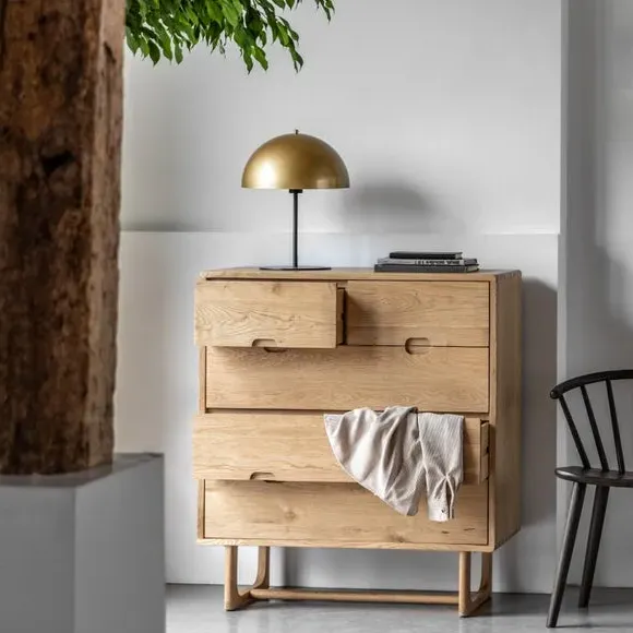 5-Drawer Chest with Handles - Light Wood, Oak