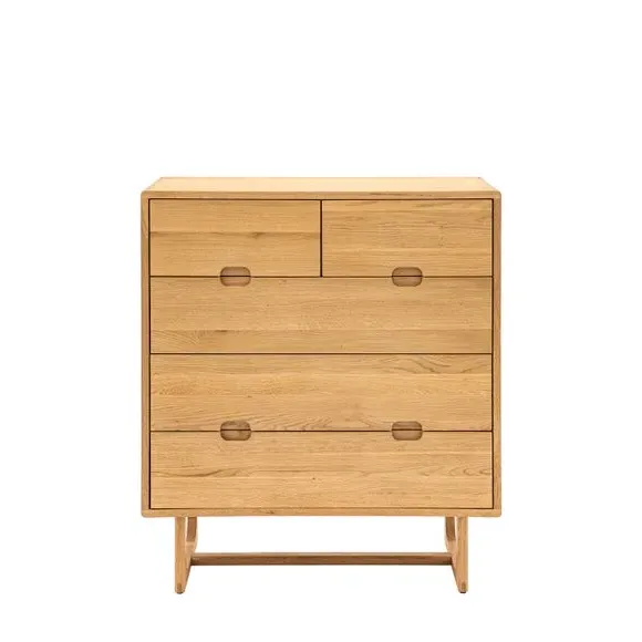 5-Drawer Chest with Handles - Light Wood, Oak