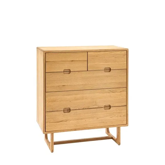 5-Drawer Chest with Handles - Light Wood, Oak