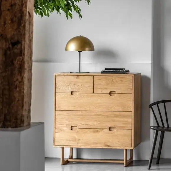 5-Drawer Chest with Handles - Light Wood, Oak image