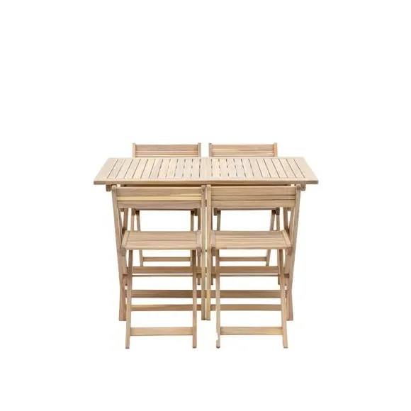 5-Piece Folding Dining Set - Natural, Acacia Wood