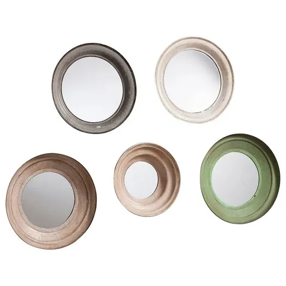 5-Piece Round Wall Mirror Set - Multicolor, Metal image