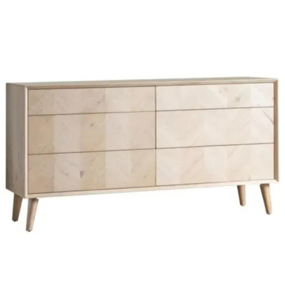 6 Drawer Chest with Chevron Design - Natural, Oak