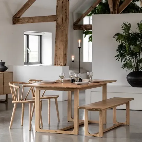 6-Seater Dining Table - Light Wood, Solid Oak image