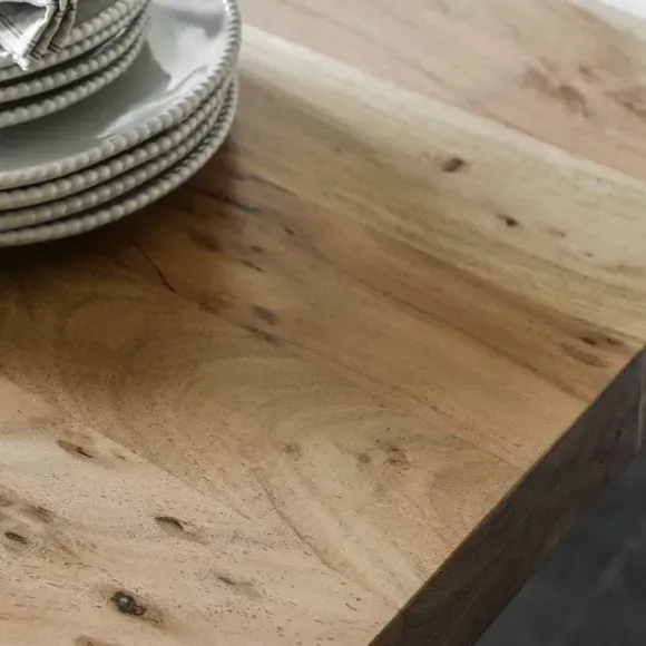 6-Seater Dining Table Live Edge - Light Wood