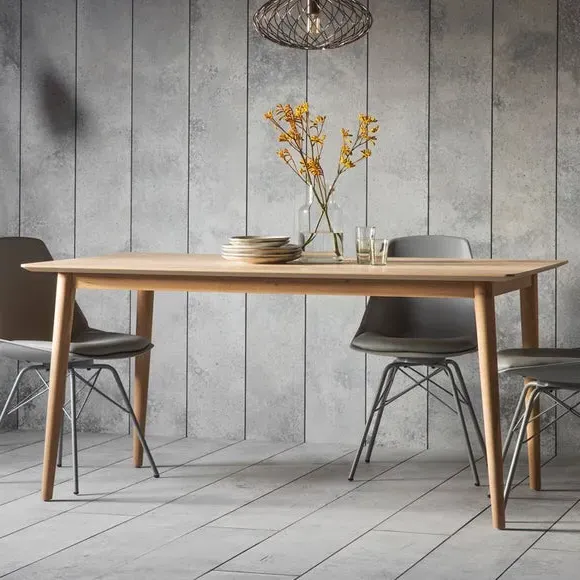 6-Seater Dining Table with Chevron Design - Oak image