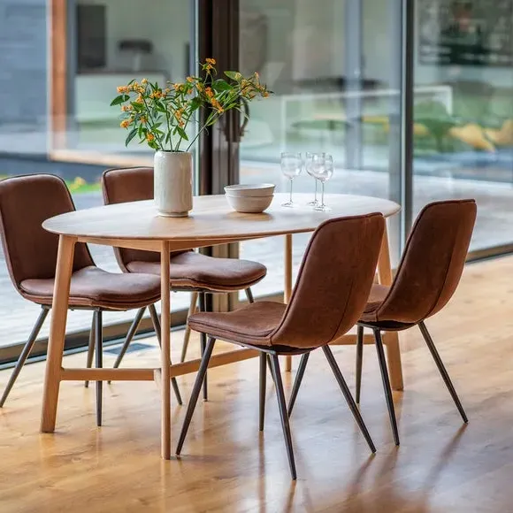 6-Seater Oval Dining Table - Light Oak Wood image