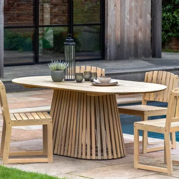 6-Seater Oval Dining Table - Natural, Wood