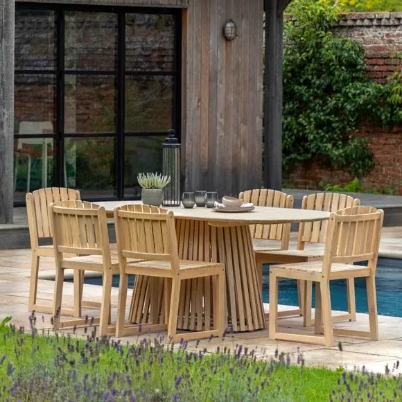 6-Seater Oval Dining Table - Natural, Wood image
