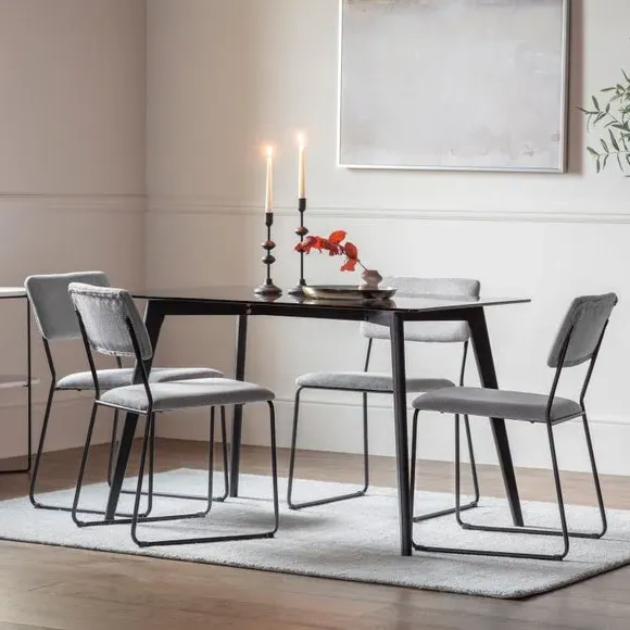 6-Seater Rectangular Dining Table - Black, Oak image