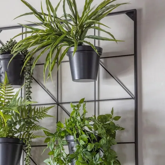 8-Pot Wall Planter Set - Black, Iron