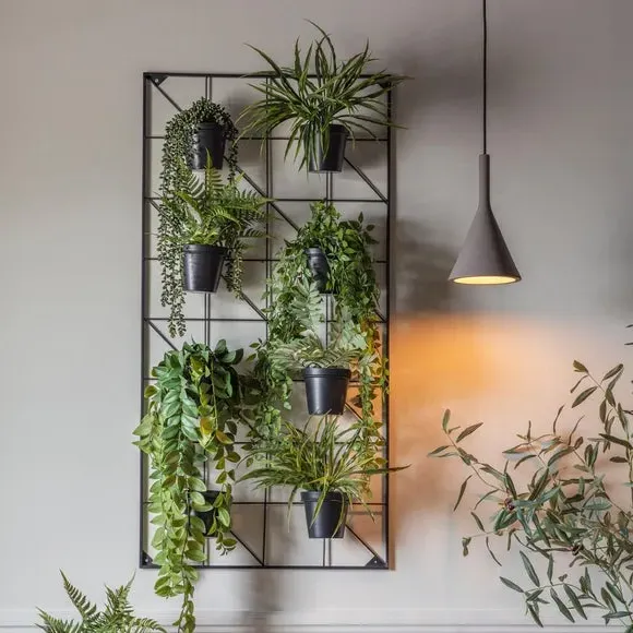 8-Pot Wall Planter Set - Black, Iron