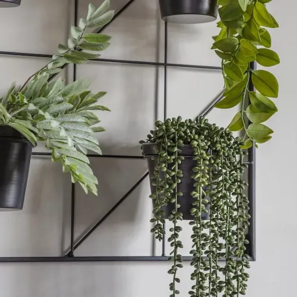 9-Pot Wall Planter Set - Black, Iron