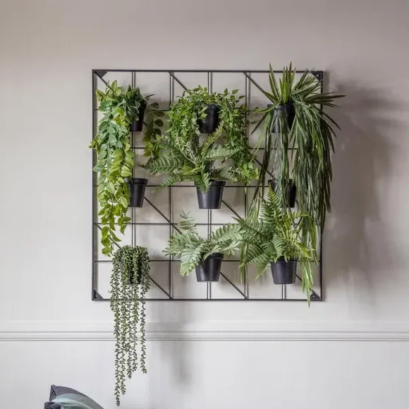 9-Pot Wall Planter Set - Black, Iron image