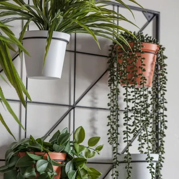 9-Pot Wall Planter Set - White, Iron