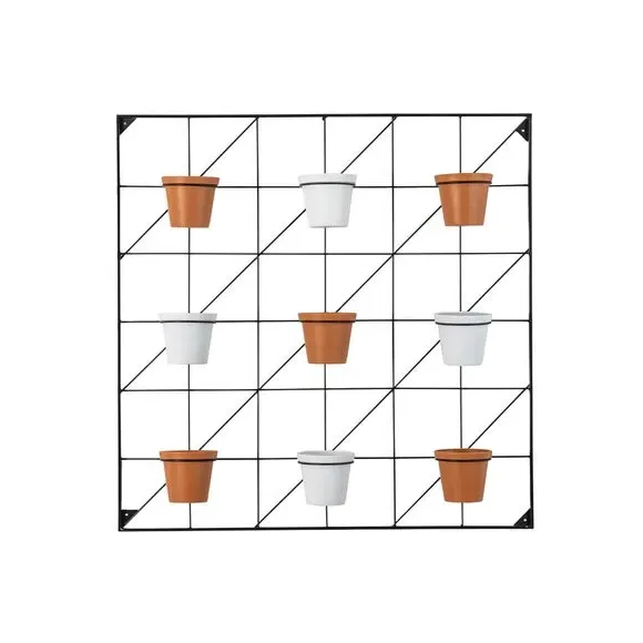 9-Pot Wall Planter Set - White, Iron