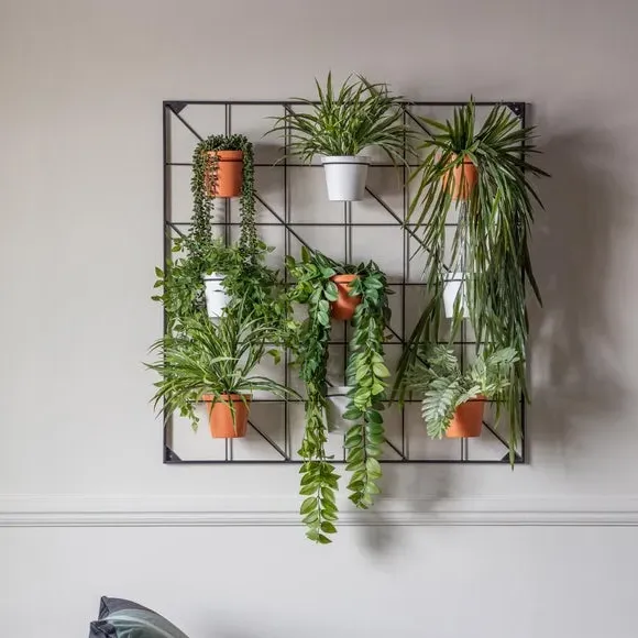 9-Pot Wall Planter Set - White, Iron
