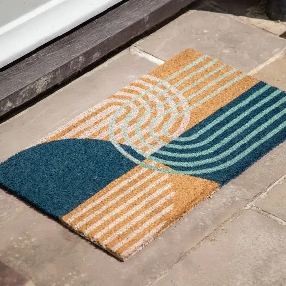 Abstract Arch Doormat - Blue, Coir