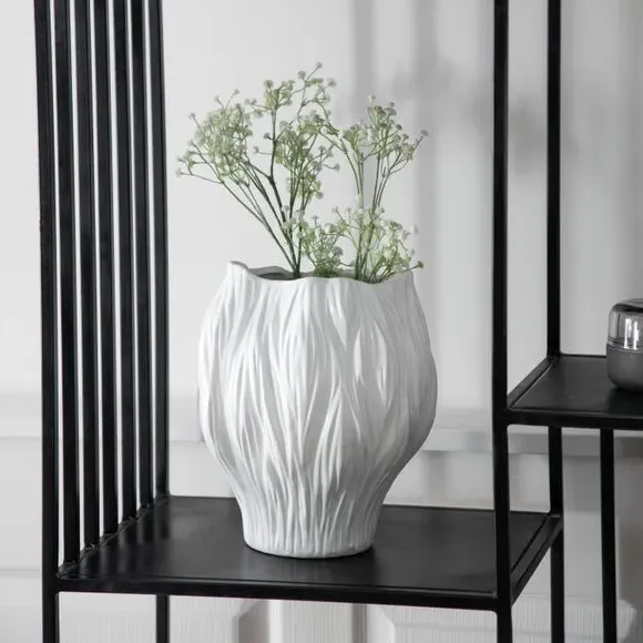 Abstract Clay Vase - White, Ceramic
