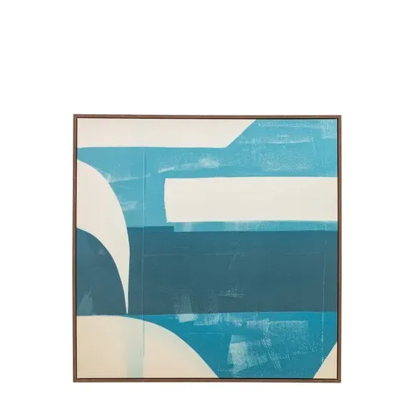 Abstract Framed Canvas - Blue