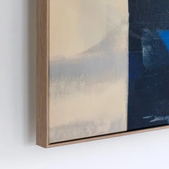 Abstract Framed Canvas - Blue