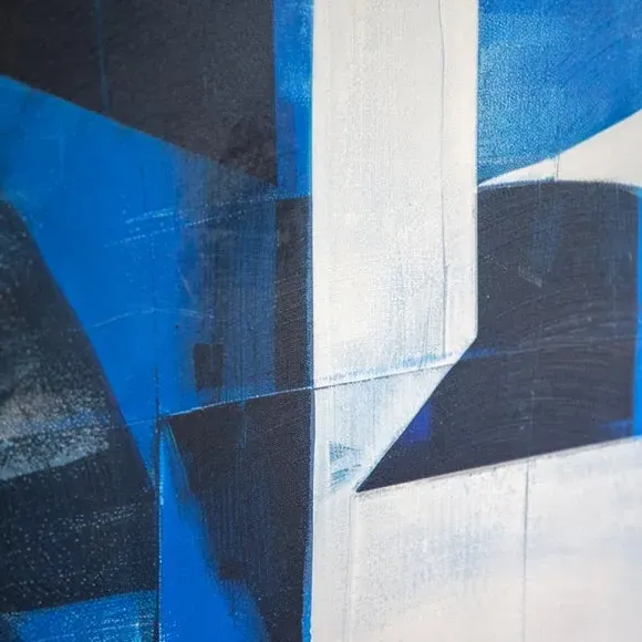 Abstract Framed Canvas - Blue