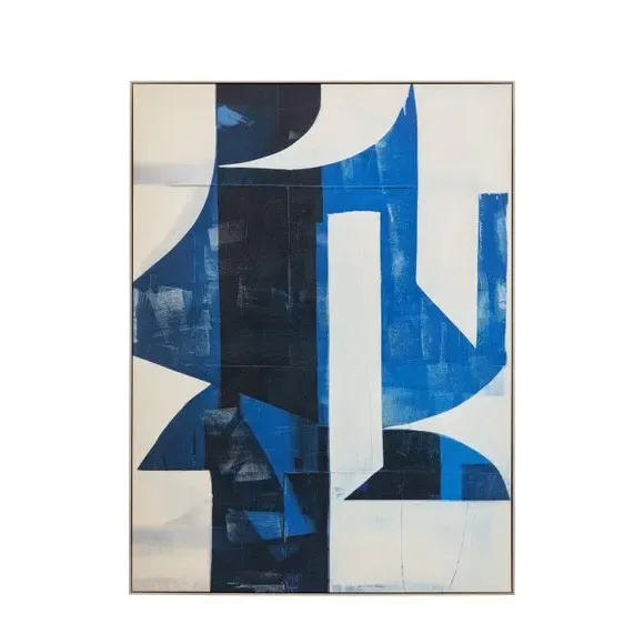 Abstract Framed Canvas - Blue