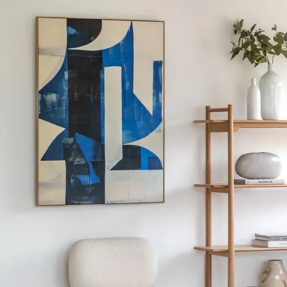 Abstract Framed Canvas - Blue image