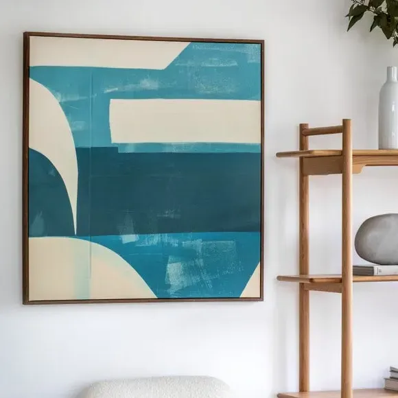 Abstract Framed Canvas - Blue image