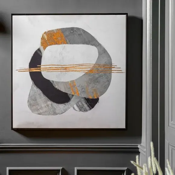 Abstract Framed Canvas - Grey, Monochrome image
