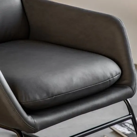 Accent Chair with Metal Frame - Charcoal, Faux Leather